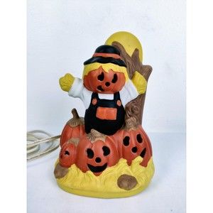 House of Lloyd 7.5" Tall Lighted Scarecrow Porcelain Figure Vintage 1989